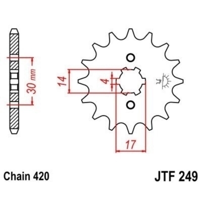Piñon JT 249 de acero con 15 dientes JTF249.15