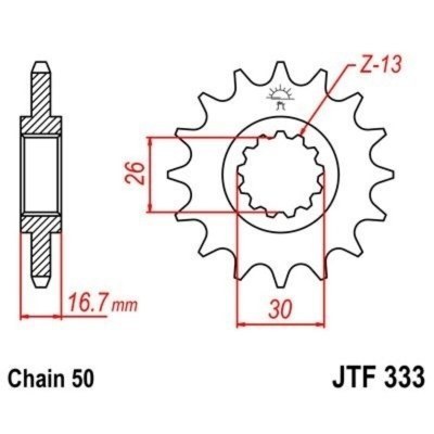 Piñón con goma anti-ruido JT SPROCKETS acero 333 - Paso 530 JTF333.16RB