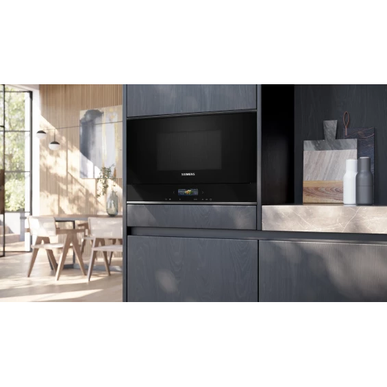 Microondas integrable Siemens BF722L1B1 iQ700, 21 litros, 900 W Inverter, TFT táctil, 7 programas automáticos, humidClean, apertura lateral, negro - imagen 5