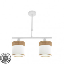 Lampara Cloe 2xe14 Blanca/blanca-madera Clara Regx43x14 cm
