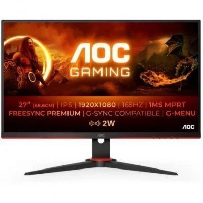Monitor Gaming AOC 27G2SPAE/BK 27/ Full HD/ 1ms/ 165Hz/ IPS/ Multimedia/ Negro y Rojo
