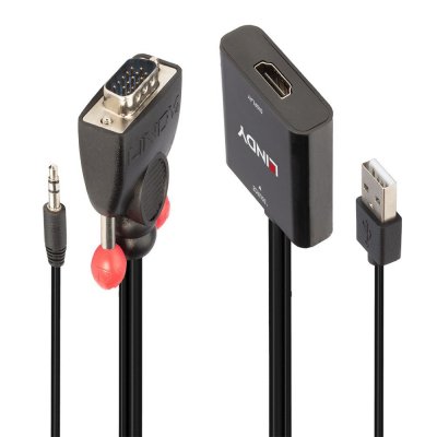 38284 adaptador de cable de vídeo VGA (D-Sub) + 3,5mm HDMI + USB Negro