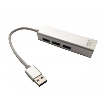 Hub USB 3.0 3GO HUB37PETH/ 3 Puertos USB/ 1 RJ45/ Blanco