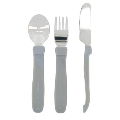 Set de Cubiertos 12m+ Twistshake Gris Pastel