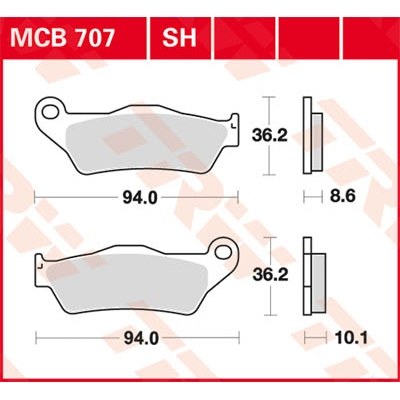Pastillas de freno traseras sinterizadas serie SH TRW MCB707SH