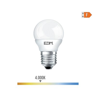 Bombilla esferica led e27 7 w 600 lm 4000 k luz dia ø4,5 x 8 cm