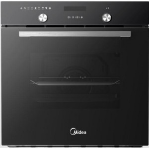 Horno multifunción Midea MBON5M90E5-BK, 70 litros, 9 funciones, mandos escamoteables, panel táctil, guías telescópicas, 3 cristales, clase A, negro