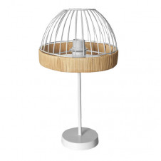 Sobremesa Gaston 1xe27 Blanco/natural 46x25x25cm C/metal Y Rattan