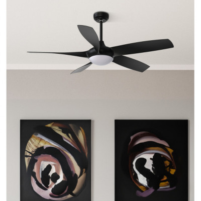 Ventilador DC 24w Galleo Negro 5 Aspas 137d 2400Lm 6 velocidades 3000-4000-6500k C/remoto,memoria Y Temporizador