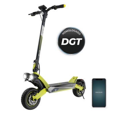 Cecotec Bongo V55 2x2 Connected Patinete Electrico - 1600W - Autonomia hasta 55km - Ruedas 10 - Doble Suspension - Frenado E-Abs - Homologado por la DGT - Control con App - Color Negro y Amarillo