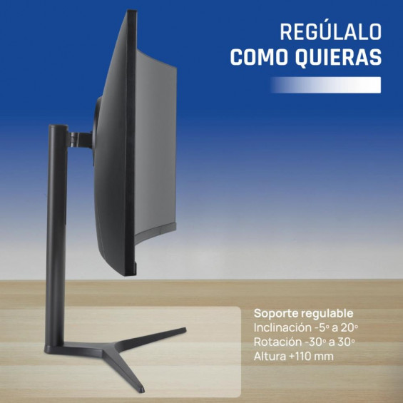 Monitor iggual ML34C, 34 pulgadas, UWQHD, VA, 165 Hz, 1 ms, curvo, altura regulable, altavoces, HDMI, DisplayPort, 120% sRGB - imagen 4