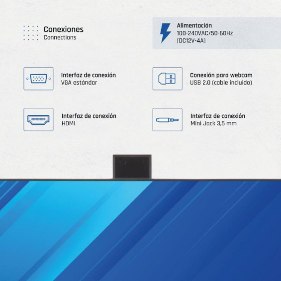 Monitor iggual ML27WC, 27 pulgadas, Full HD, IPS, 120 Hz, 1 ms, altura regulable, webcam, altavoces, HDMI, VGA, 90% sRGB - imagen 4