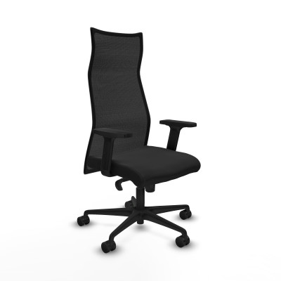 Albacete malla sincro malla negra similpiel negro brazos 2D base nailon ruedas 65 mm nailon