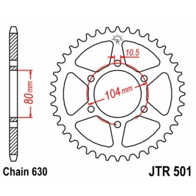 Corona JT SPROCKETS acero estándar 501 - Paso 630 JTR501.32