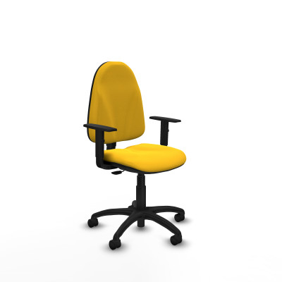 Algarra CP similpiel amarillo brazos 1D base poliamida ruedas nailon 50mm