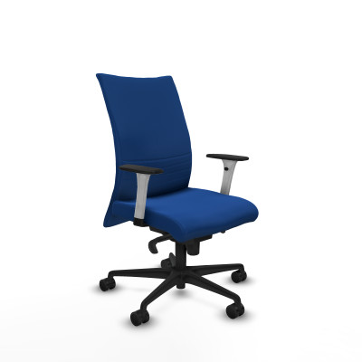 Albacete confidente sincro similpiel azul brazos 1D blancos base nailon ruedas 65 mm nailon