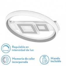 Plafon 80w Sucre 3000-4000-6500k Blanco/gris 7x51x51 Cm Reg.Intensidad, Control Remoto Y Memoria