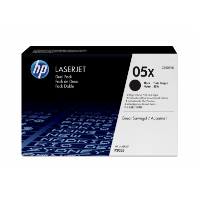 Tóner Original HP nº05X XL Alta Capacidad Multipack/ 2x Negro
