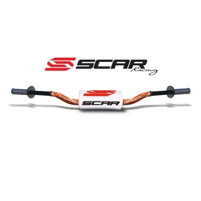 Manillar SCAR O² RC Ø28,6mm de aluminio sin barra, naranja, morcilla blanca S9112OR-WH