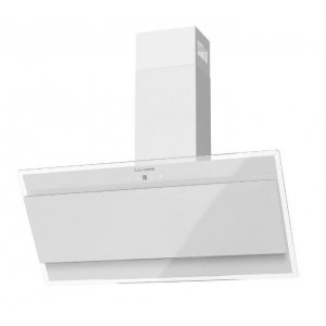 Campana decorativa de pared inclinada Corberó ONEGA975W, vertical, 90 cm, 705 m3/h, clase A, 4 velocidades, 66dB, filtro aluminio, 2 luces LED, cristal blanco
