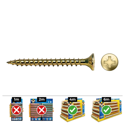 Caja 250 unidades tornillo madera avellanado pz din/ref vlox ø6 x 40 mm bicromatado+lubr.