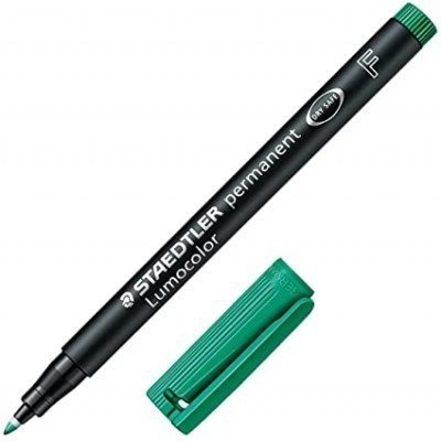 Staedtler Lumocolor 318 Rotulador Permanente - Punta Fina Redonda - Trazo 0.6mm - Capuchon con Clip - Secado Rapido - Color Verde