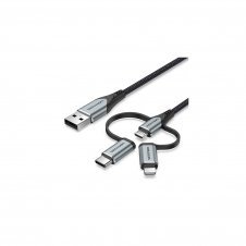 Vention Cable USB Tipo-C CQJHF/ USB Macho/ USB Tipo-C Macho - MicroUSB Macho - Lightning Macho/ 1m/ Gris