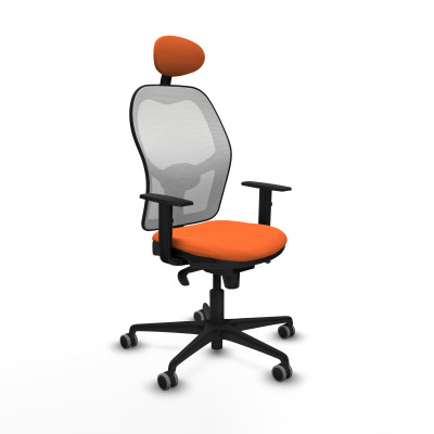 Jorquera sincro malla blanca bali naranja brazos 1D base nailon cabecero fijo ruedas 65mm engomada