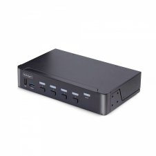 StarTech.com Switch Conmutador KVM DisplayPort de 4 Puertos - 8K60/4K144 - para Un Monitor - DP 1.4 - 2x USB 3.0 - 4x USB 2.0 HID - Botones y Teclas d