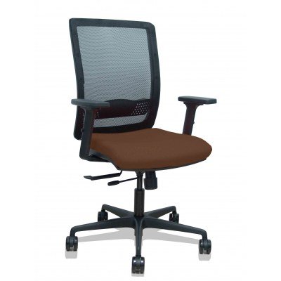 Silla Haches traslack malla negra asiento bali marrón oscuro brazos 2D ruedas 65mm