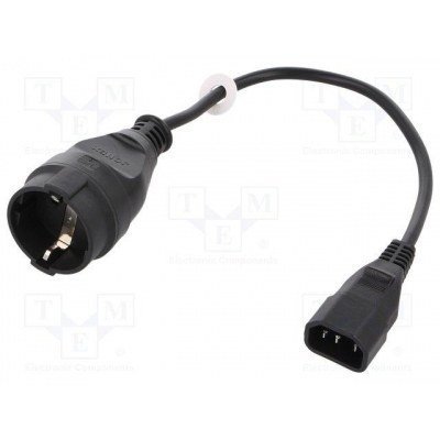 Cable Alimentacion SCHUKO Hembra a C14 Macho 0,3m