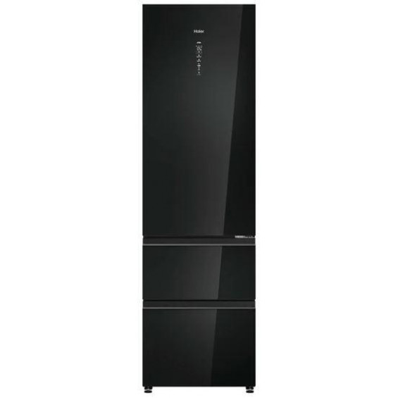 Frigorífico combi Haier HTW7620DNGB, 205 x 59.5 x 67 cm, No Frost, clase D, 226 kWh/año, 35 dB, 414 litros, My Zone, Humidity Zone, WiFi, negro