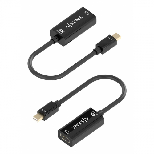 AISENS - CONVERSOR MINI DP A HDMI 4K@60HZ, MINI DP/M-HDMI/H NEGRO, 15CM