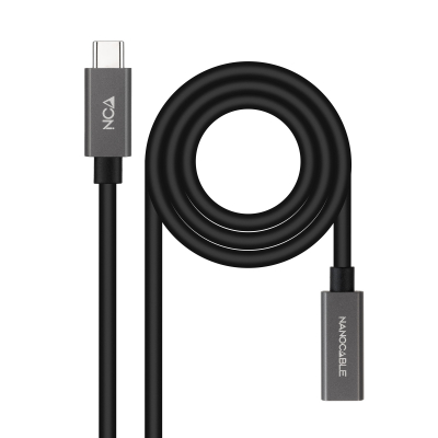 Cable Prolongador USB-C 3.2 Gen2x2 20Gbps 3A, 4K/60Hz, USB-C/M-USB-C/H, Negro, 2 m