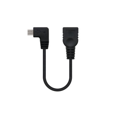 CABLE USB 2.0 OTG ACODADO, TIPO MICRO B/M-A/H, NEGRO, 15 CM