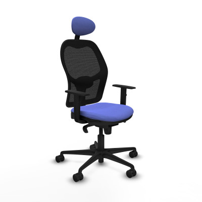 Jorquera sincro malla negra bali azul claro brazos 1D base nailon cabecero fijo ruedas 65mm nailon