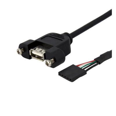 Cable de 30cm USB 2.0 para Montaje en Panel Conexión a Placa Base - Hembra USB A
