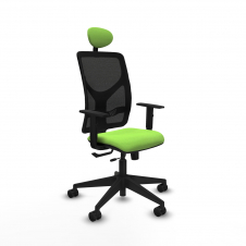 Piqueras y Crespo Motilla traslack malla negra bali pistacho brazos 1D base piramidal cabecero fijo ruedas 65mm nailon