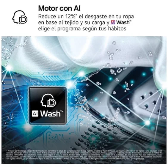 Lavadora LG F4X5009TSC, 9 kg, 1400 rpm, clase A-40%, platino - imagen 7