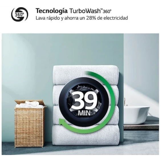 Lavadora LG F4WR5509A1W, 9 kg, 1400 rpm, clase A-10%, blanco - imagen 6