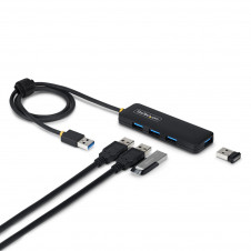 StarTech.com Hub USB-A de 4 Puertos - 5 Gbps - Ladrón USB Alimentado por el Bus USB - Concentrador de 4 Puertos - Plástico PCR - Cable de 61cm - Hub