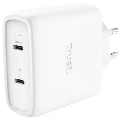 Cargador de Pared GaN Trust Maxo 65W 25526/ 2xUSB Tipo-C/ Incluye Cable USB Tipo-C/ 65W