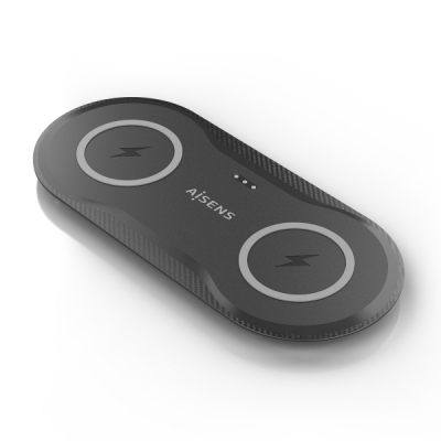 Aisens Cargador Inalambrico 15W - USB-C - Protocolo Qi - Moviles y Auriculares - Proteccion Contra Sobretension, Sobretemperatura y sobrecorriente - Color Negro