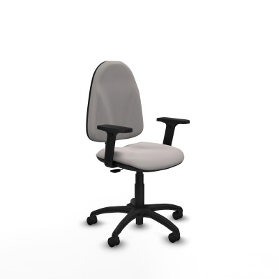 Algarra CP similpiel blanco brazos 2D base poliamida ruedas nailon 50mm