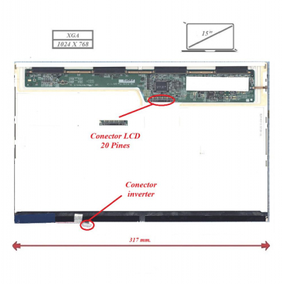 Pantalla para portátil LCD 15 20 Pines 1024X768