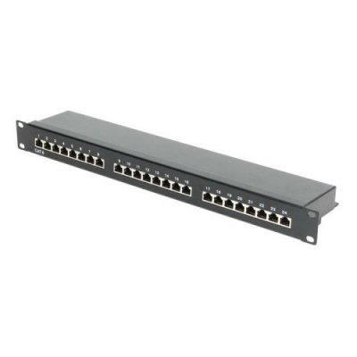 Panel de transferencia FTP 19 Cat.6 con organizador de cables 24 puertos 1U (Patch Panel 24 p)