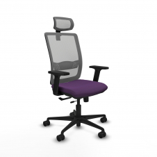 Piqueras y Crespo Haches traslack malla gris bali morado brazos 2D base nailon cabecero malla 2D ruedas 65mm nailon