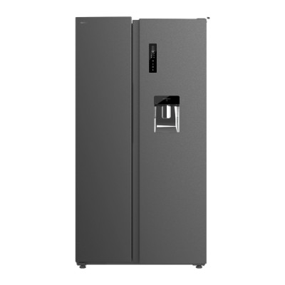 Cecotec Bolero CoolMarket SBS 559 Dark E Frigorifico Americano - Capacidad 559L - Nofrost - Luz LED - Compresor Inverter - Dispensador de Agua - Frio Envolvente - 91.2x70.4x177cm - Color Gris Oscuro