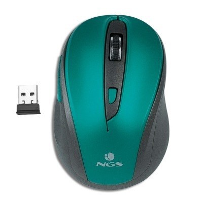 NGS Evo Mute Raton Inalambrico USB 1600dpi - 5 Botones - Silencioso - Uso diestro - Color Azul/Negro