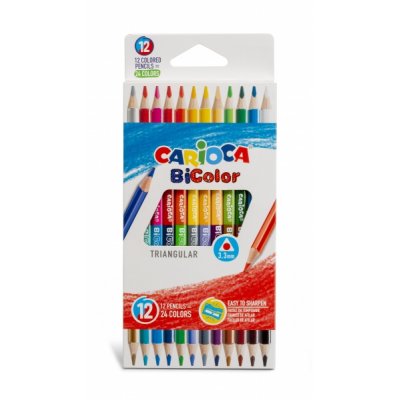 Carioca Pack de 12 Lapices Triangulares - Mina de Alta Calidad - Alta Resistencia a la Rotura - Facil de Sacar Punta - Colores Brillantes y Lavables - Gran Cobertura - Color Varios